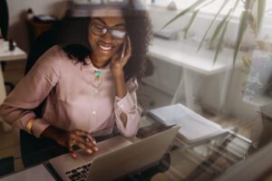 Woman working at laptop